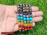7 Chakra Pyrite Manifestation & Prosperity Bracelet — Authentic Genuine Gemstone Bead Detail