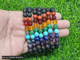 7 Chakra Lava Stone Grounding & Aromatherapy Bracelet — Authentic Genuine Gemstone Bead Detail