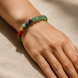 7 Chakra Green Aventurine Opportunity Bracelet — Worn on Female Wrist Editorial Lifestyle