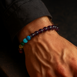7 Chakra Amethyst Spiritual Balance Bracelet — Worn on Male Wrist Luxury Executive Lifestyle