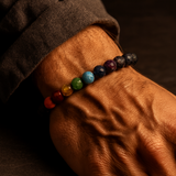 7 Chakra Lava Stone Grounding & Aromatherapy Bracelet — Worn on Male Wrist Luxury Executive Lifestyle