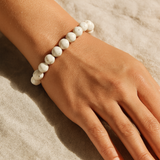Mother of Pearl Serenity & Intuition Bracelet — Worn on Female Wrist Editorial Lifestyle
